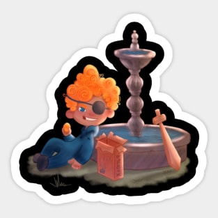 Boy playing treasure hunt Sticker